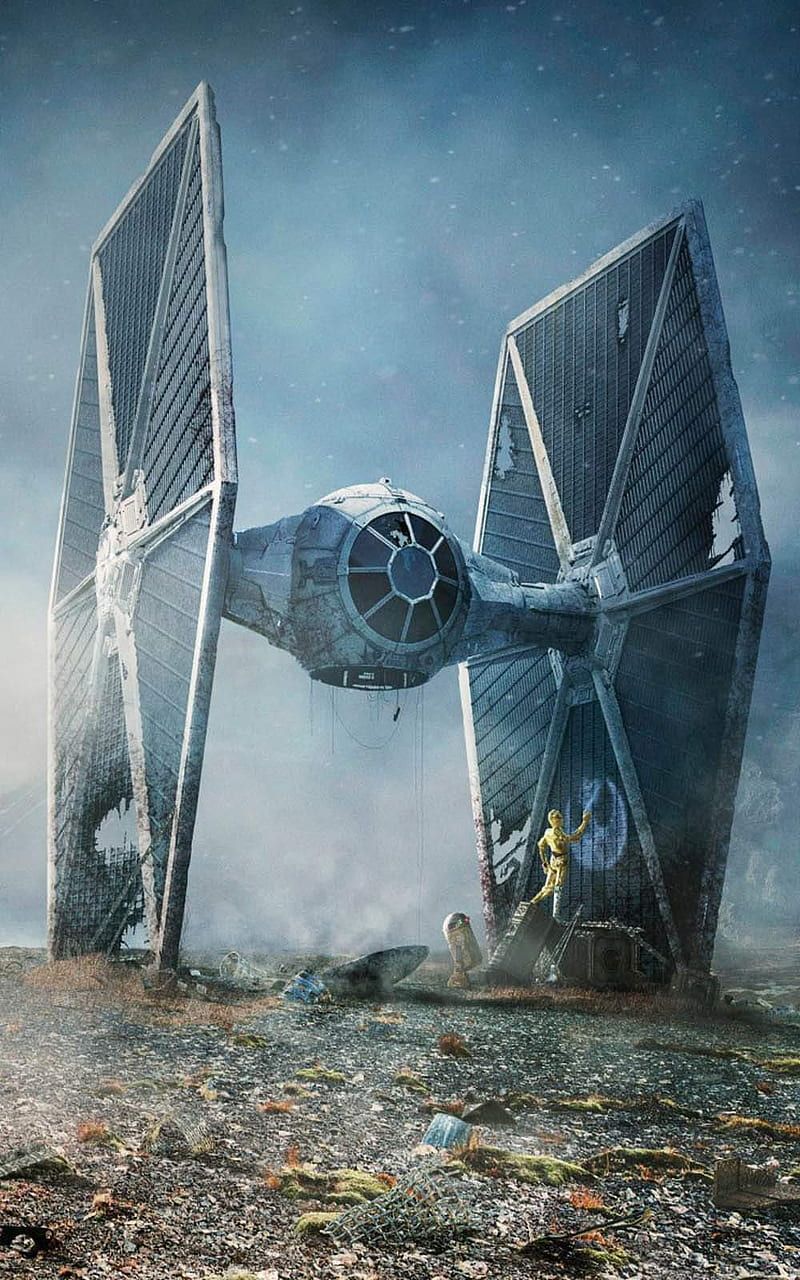800x1280 Tie fighter, c3p graffiti, starwars, tiefighter, HD phone wallpaper