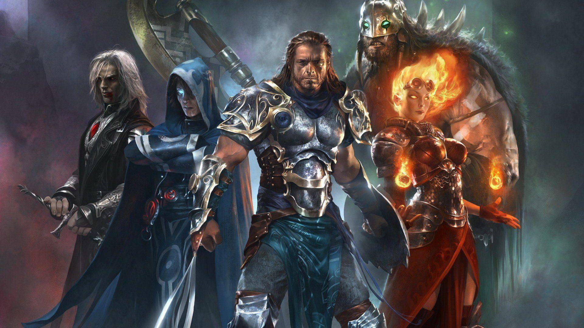 1920x1080 Fire Magic: The Gathering weapons armor magic cloaks axes artwork