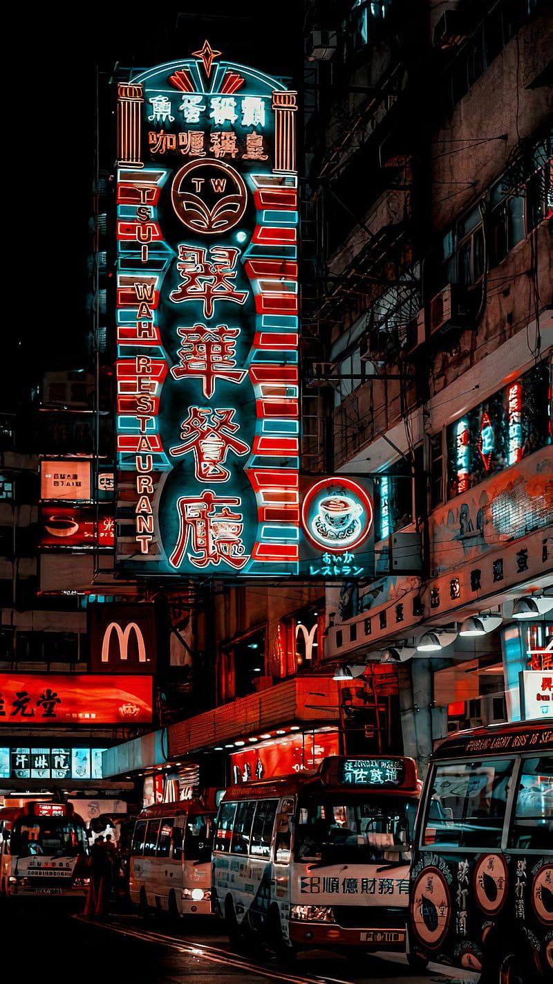 800x1422 Japan night, neon, street, HD phone