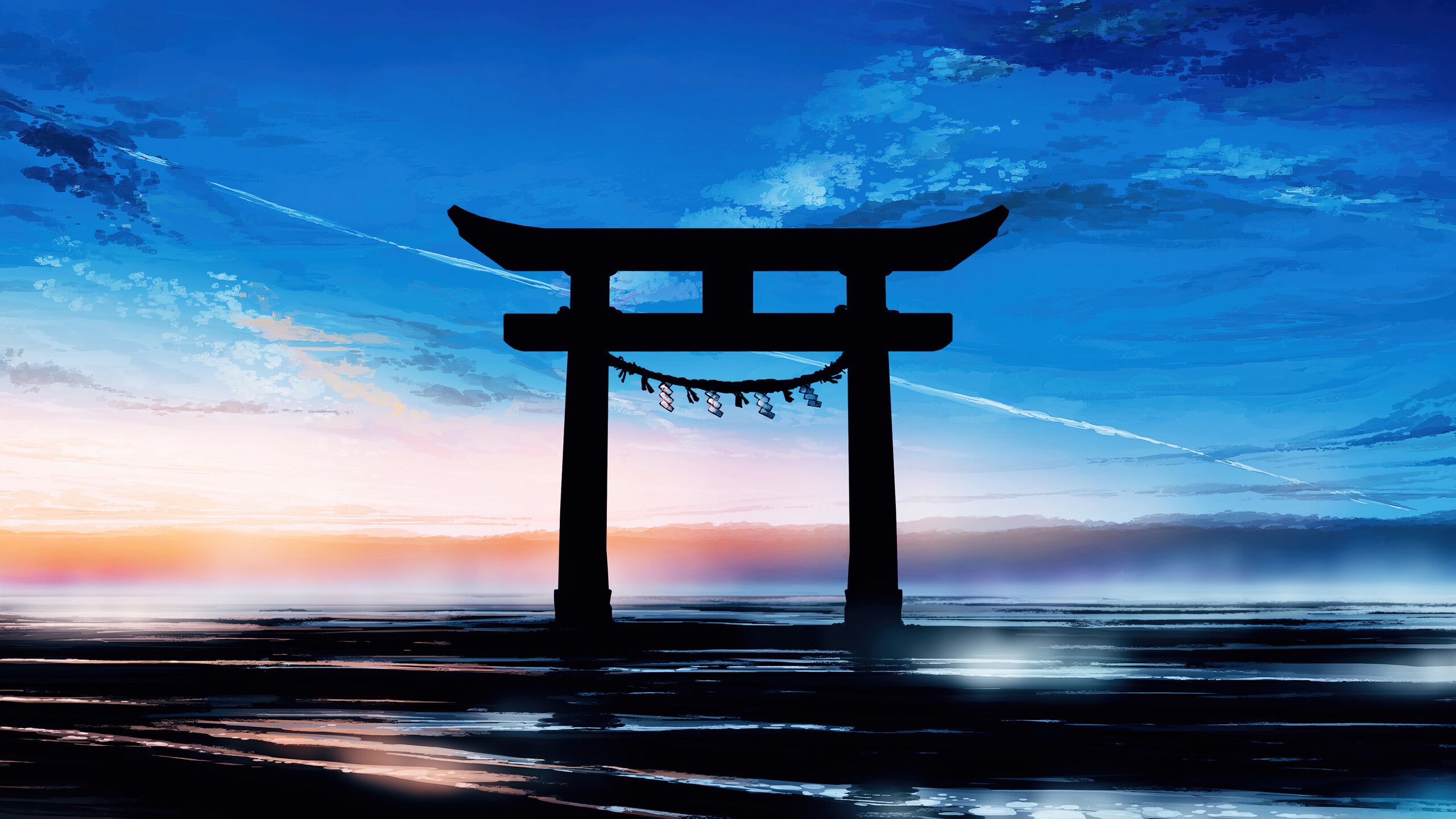 2560x1440 Torii Japanese Gate Anime Scenery