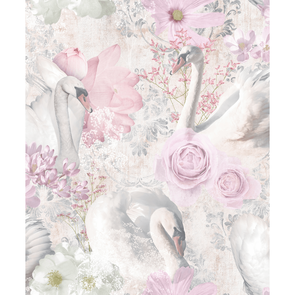 1000x1000 Holden Décor Swan Glitter Floral Pattern Paper Pastel Colour Elegant Wallpaper 90700