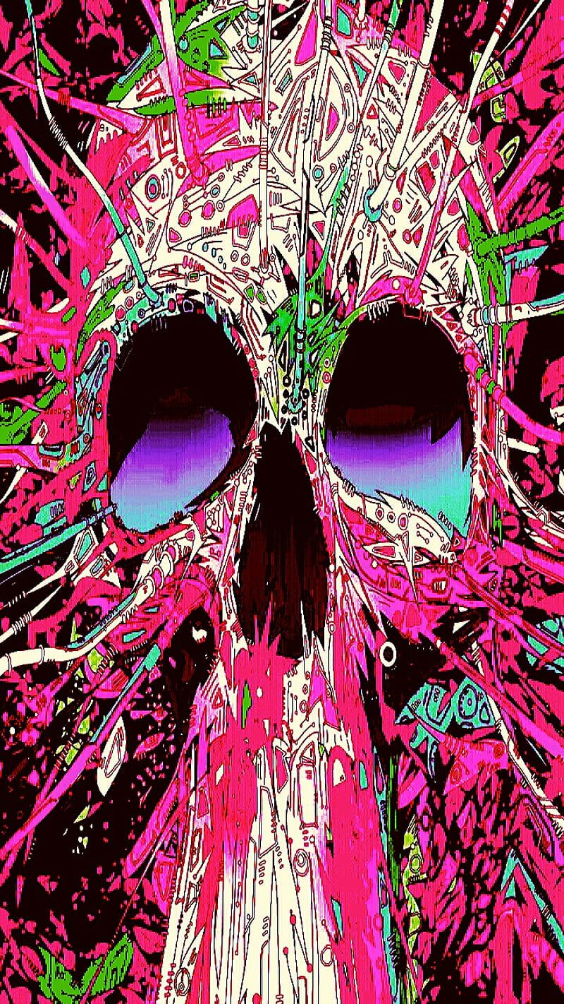 800x1422 Pink graffiti skull, HD phone wallpaper