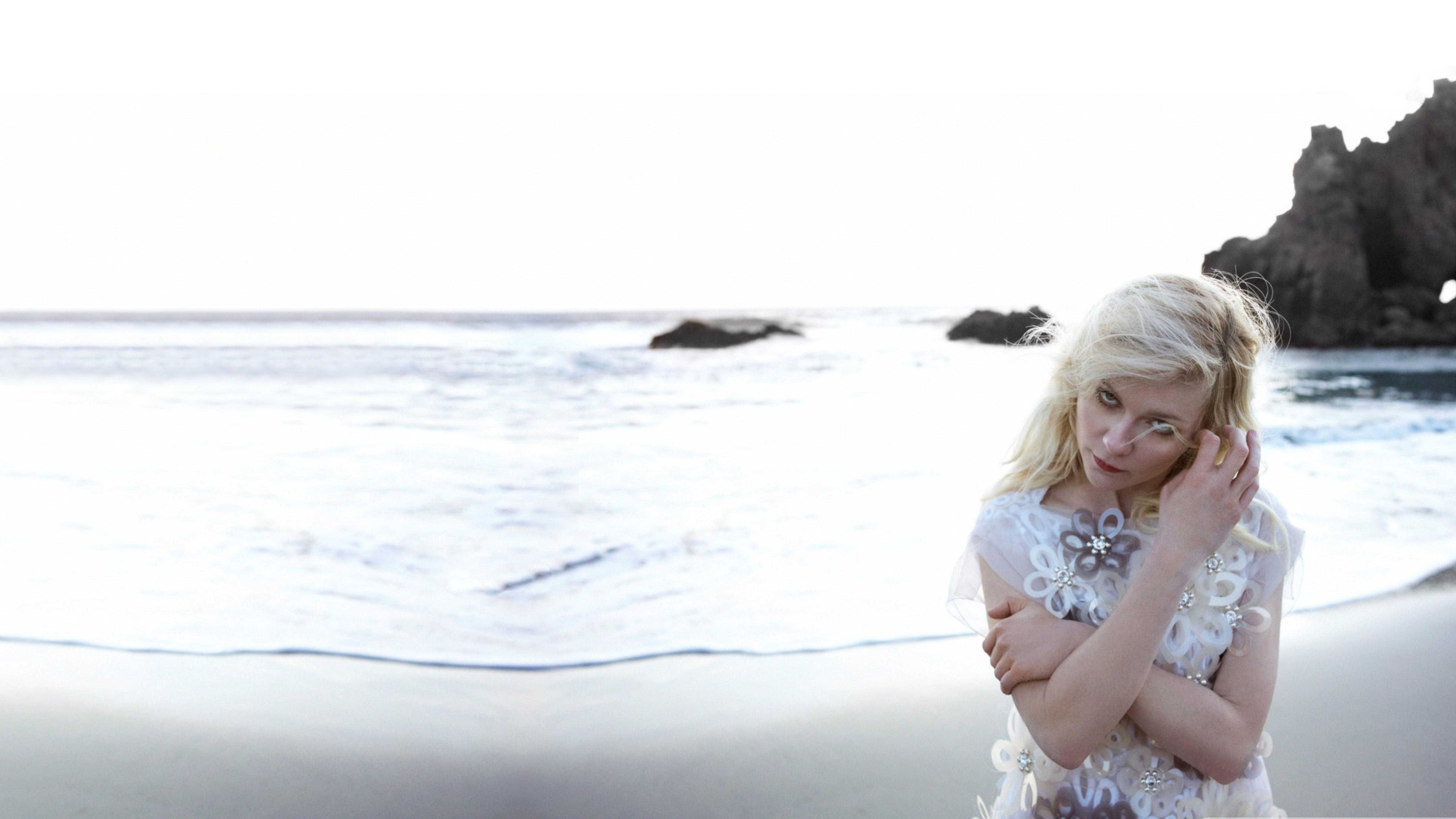 7680x4320 Kirsten Dunst on beach wallpaper 8K Wallpaper, HD