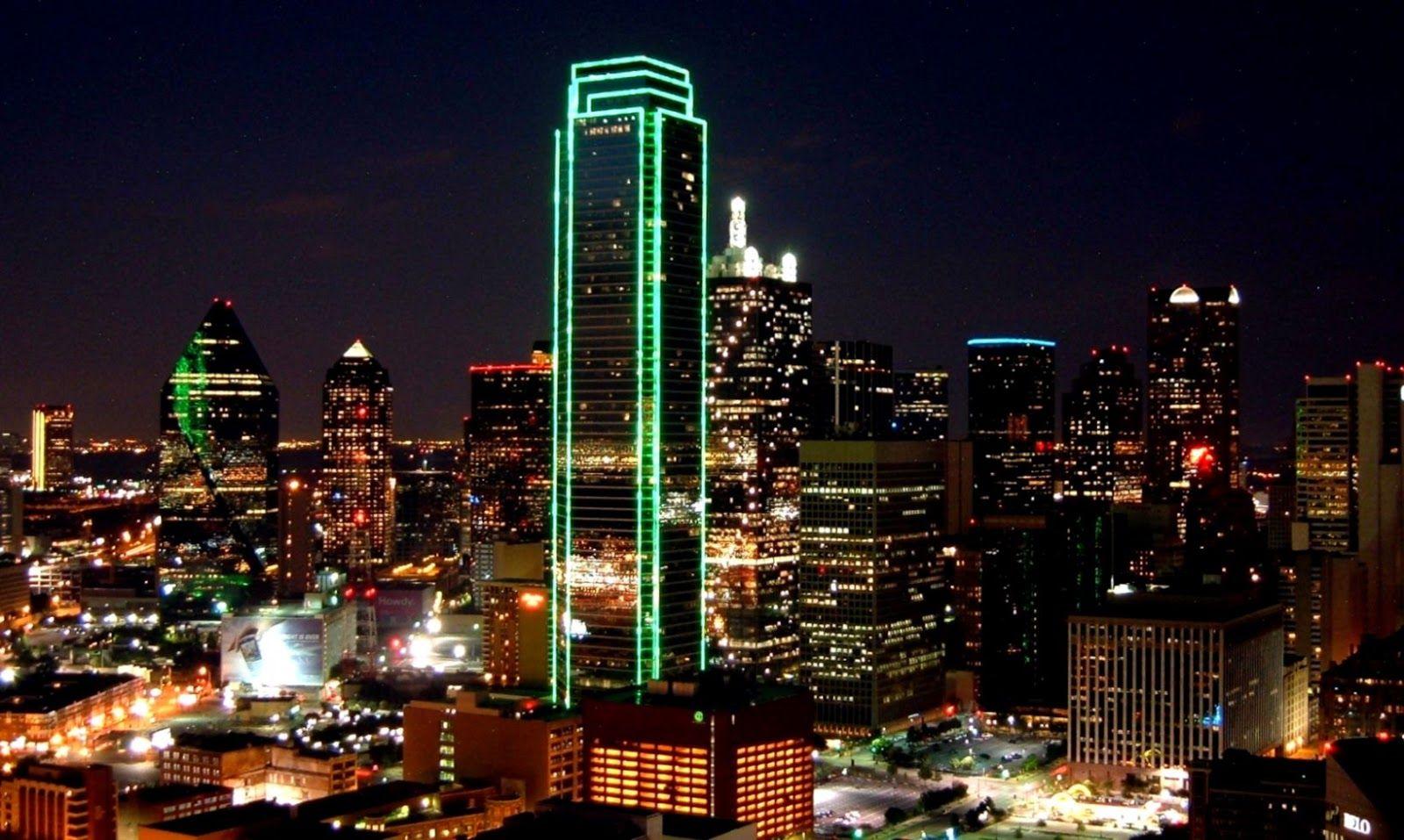 1600x957 Black And White Dallas Night Skyline HD Wallpaper. Its