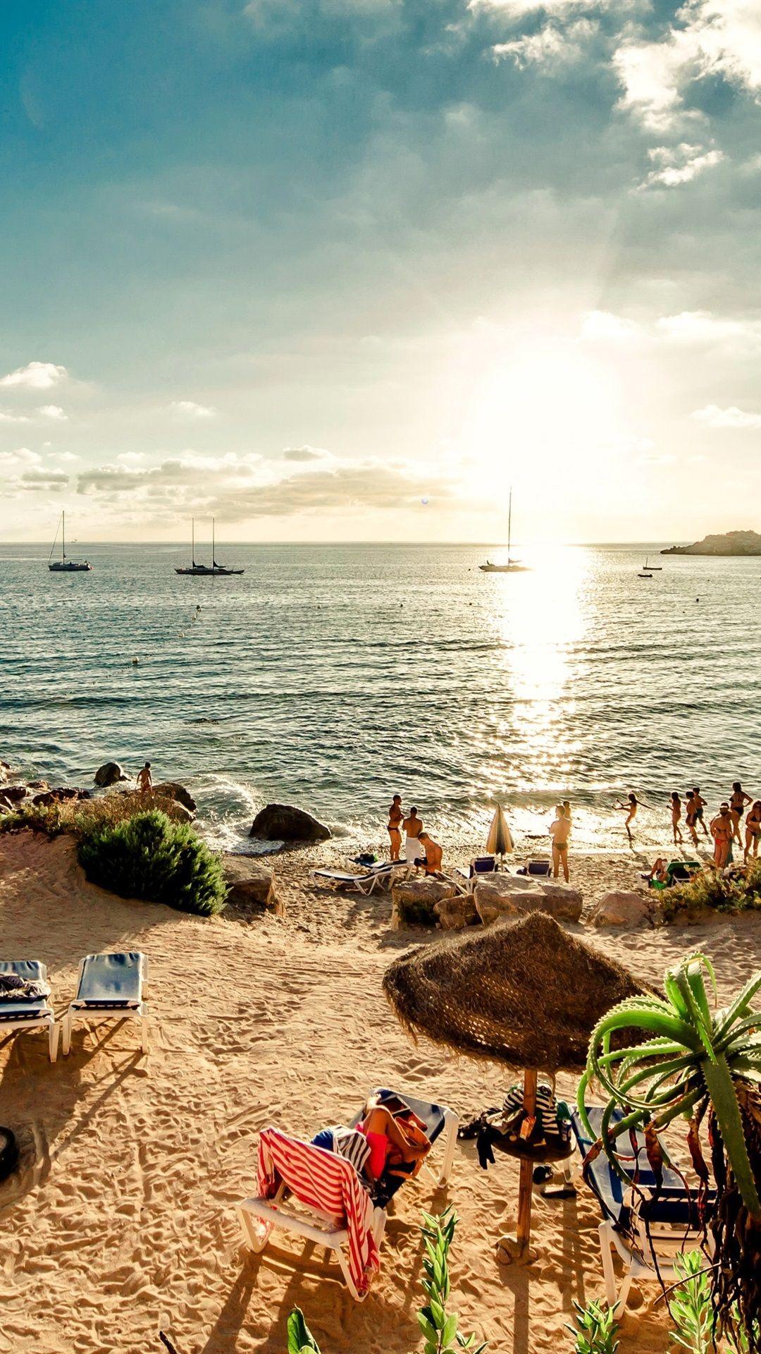1080x1920 Spain, beach, Ibiza island, sea, sunshine, people 1080x1920