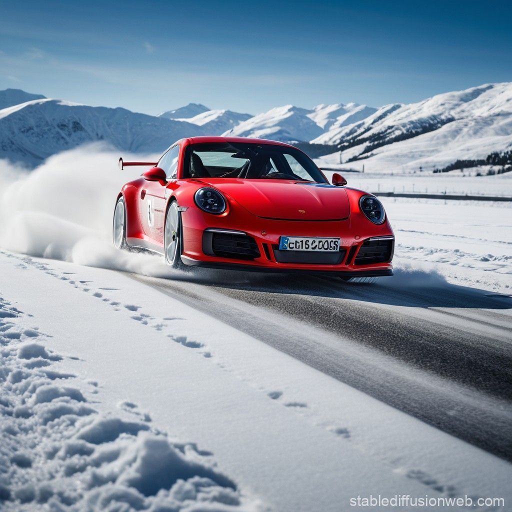 1024x1024 Porsche 911 in Snowy Landscape Racing