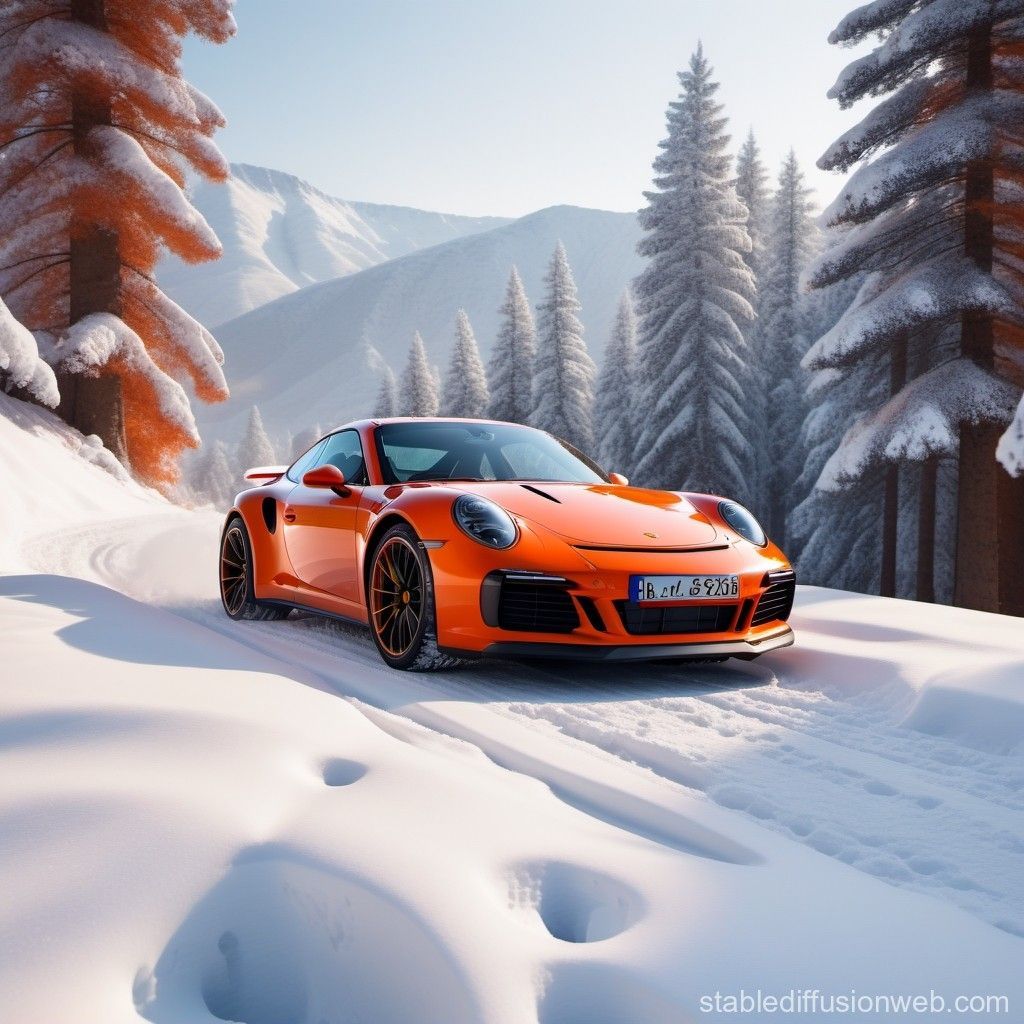 1024x1024 4k image of a lava orange porsche 911