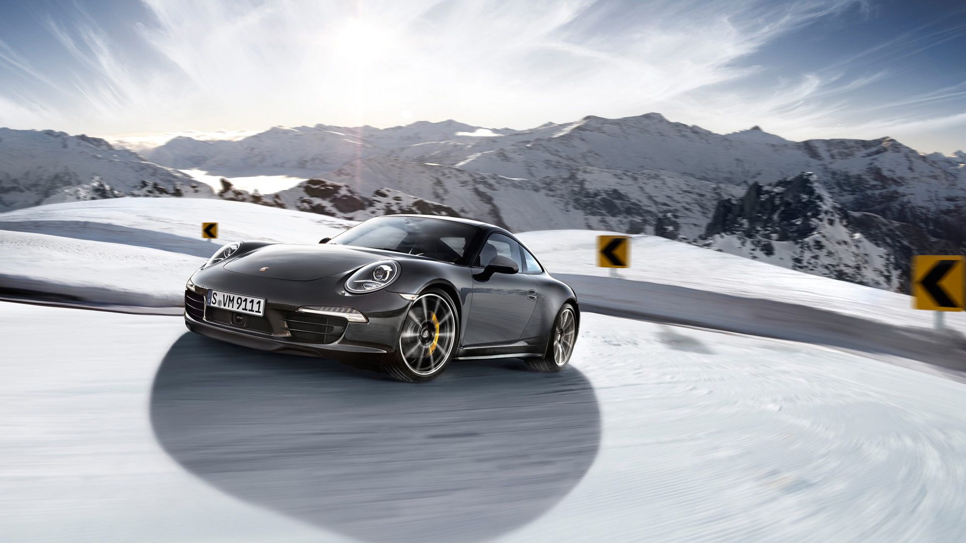 1920x1080 Porsche Winter Wallpaper