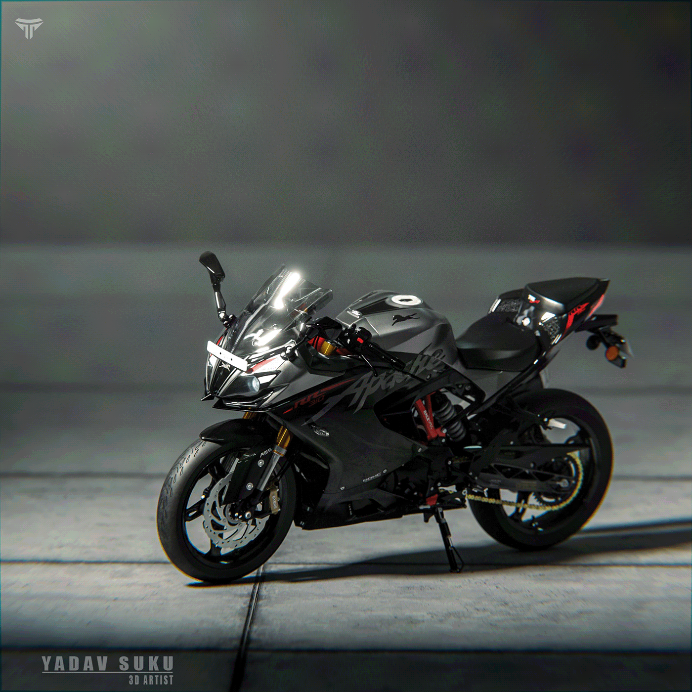 1400x1400 3D model of the TVS Apache RR 310