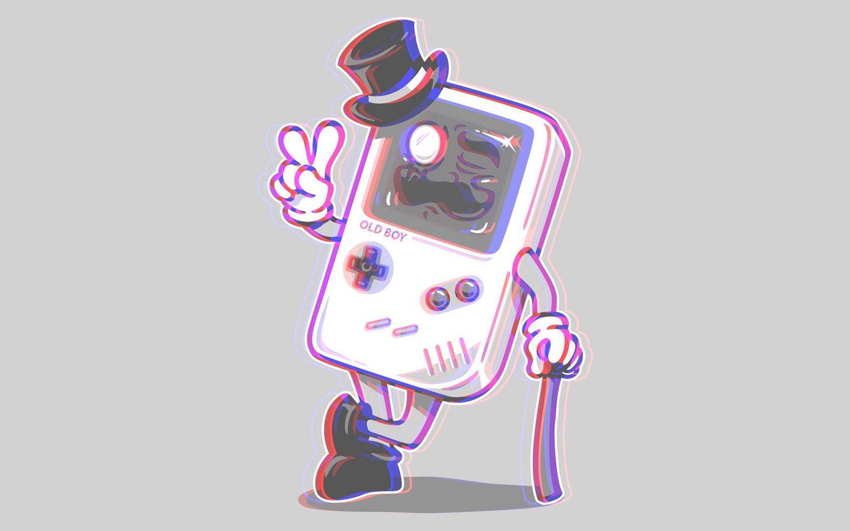 1680x1050 Download wallpaper 1680x1050 gameboy, anaglyph, 3D