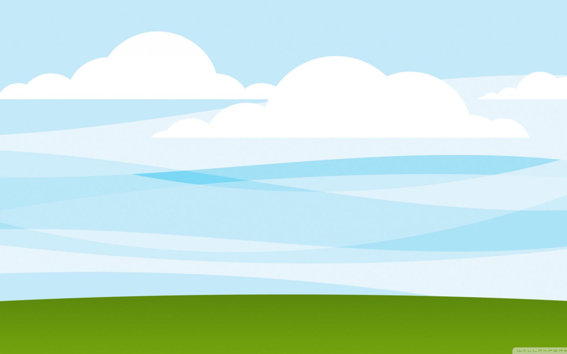 1920x1200 Mây trắng, Bầu trời xanh, Cỏ xanh Hình nền cho, Phim hoạt hình Cỏ