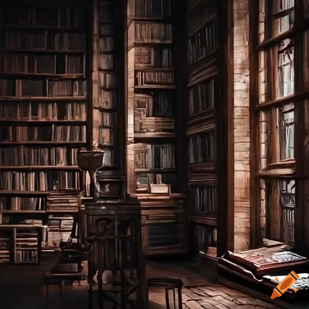 1024x1024 Dark academia library wallpaper on Craiyon