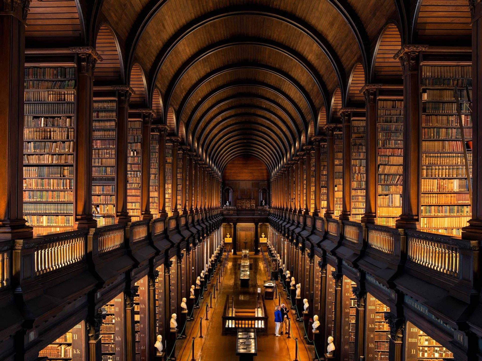 1920x1440 Dark Academia Ireland Library Wallpaper
