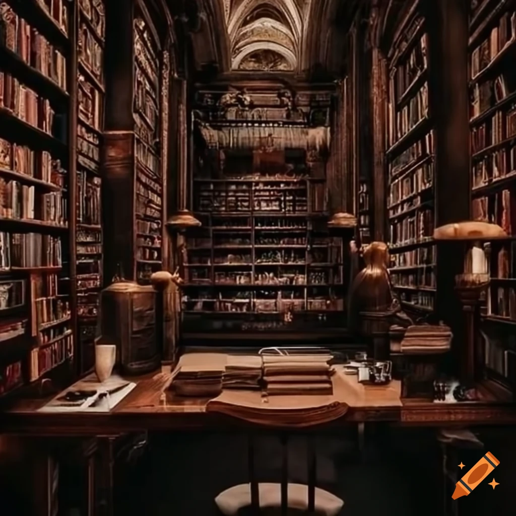 1024x1024 A huge library dark academia with a lot
