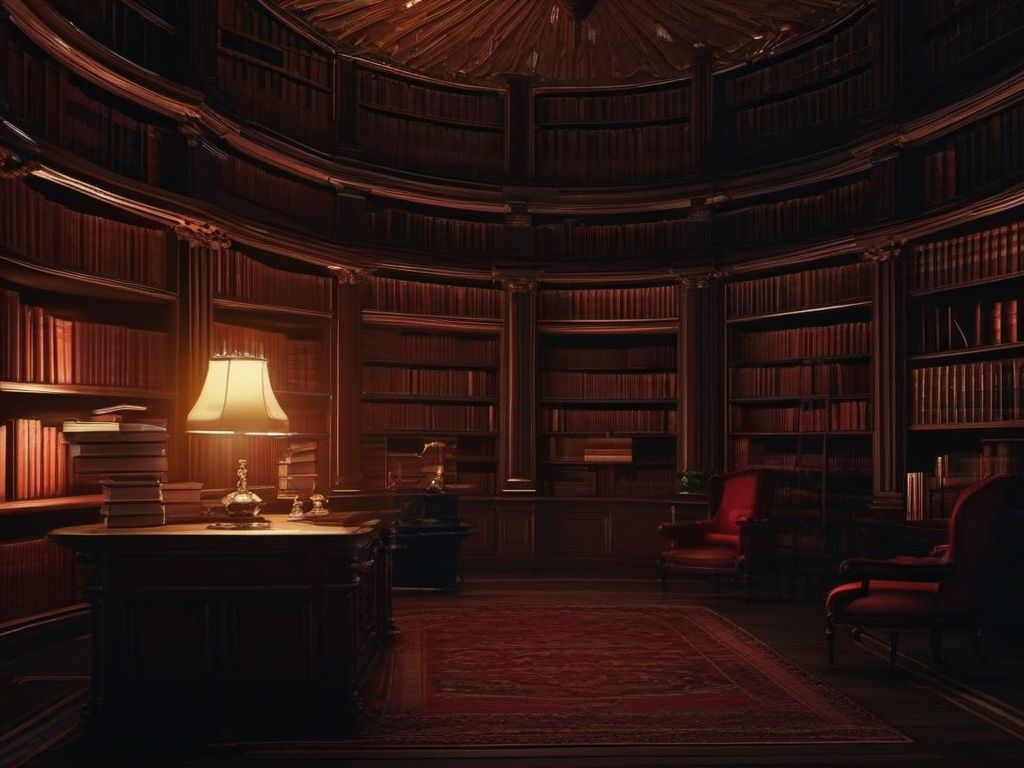1024x768 Dark Academia Library Wallpaper