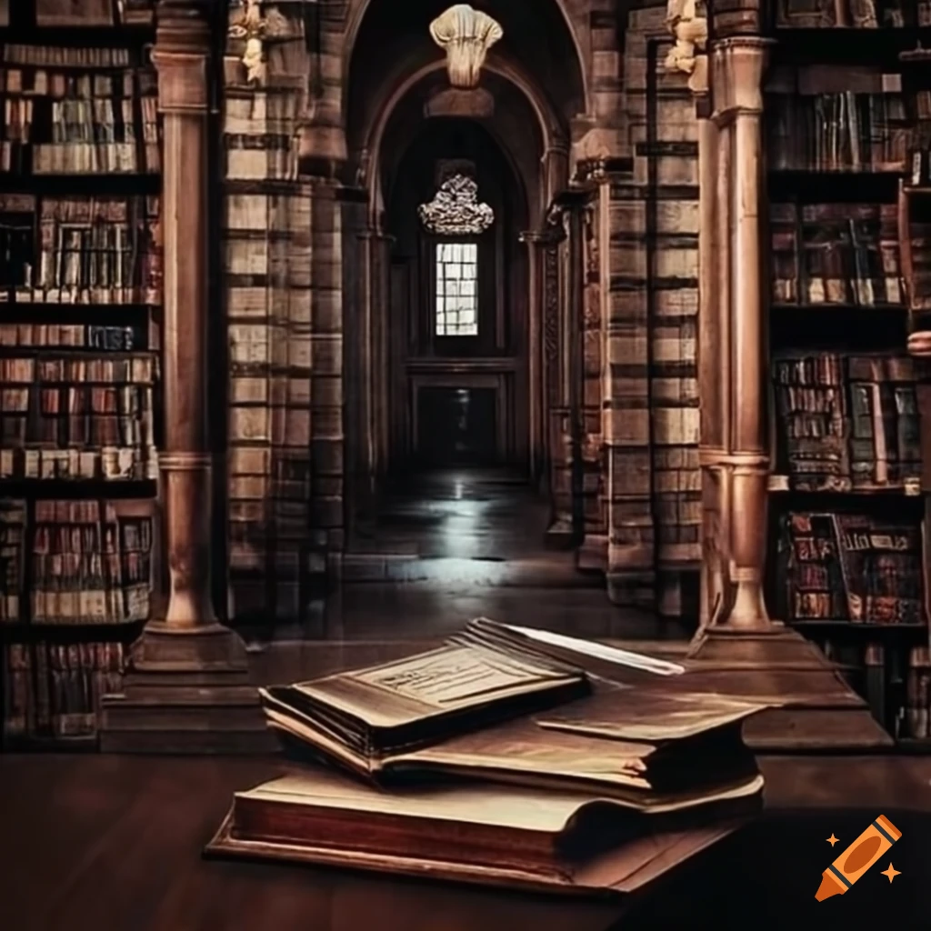 1024x1024 Dark academia library with mysterious
