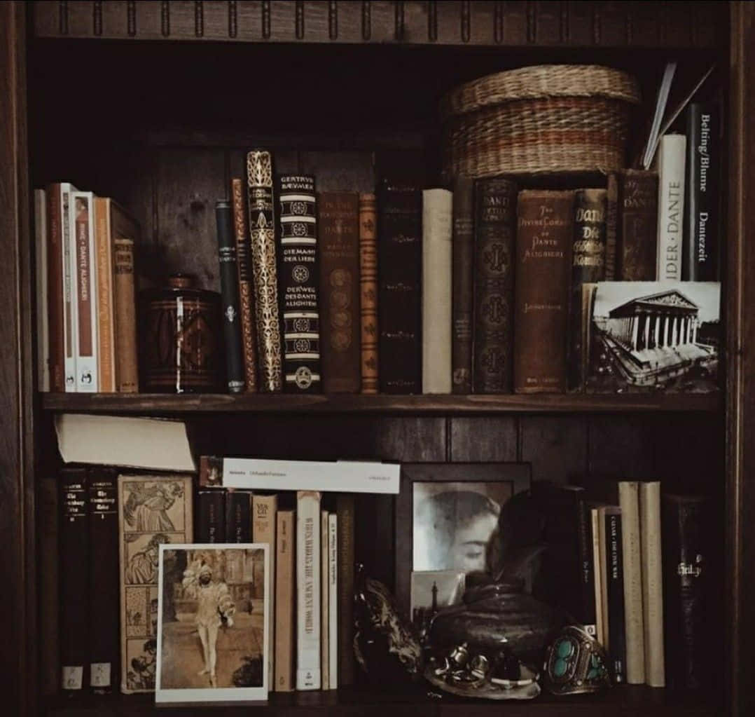 1078x1023 Dark Academia Aesthetic Library Scene