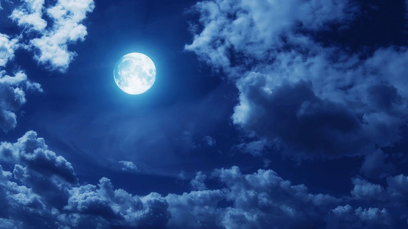 1600x900 blue moon clouds wallpaper and background. Nature