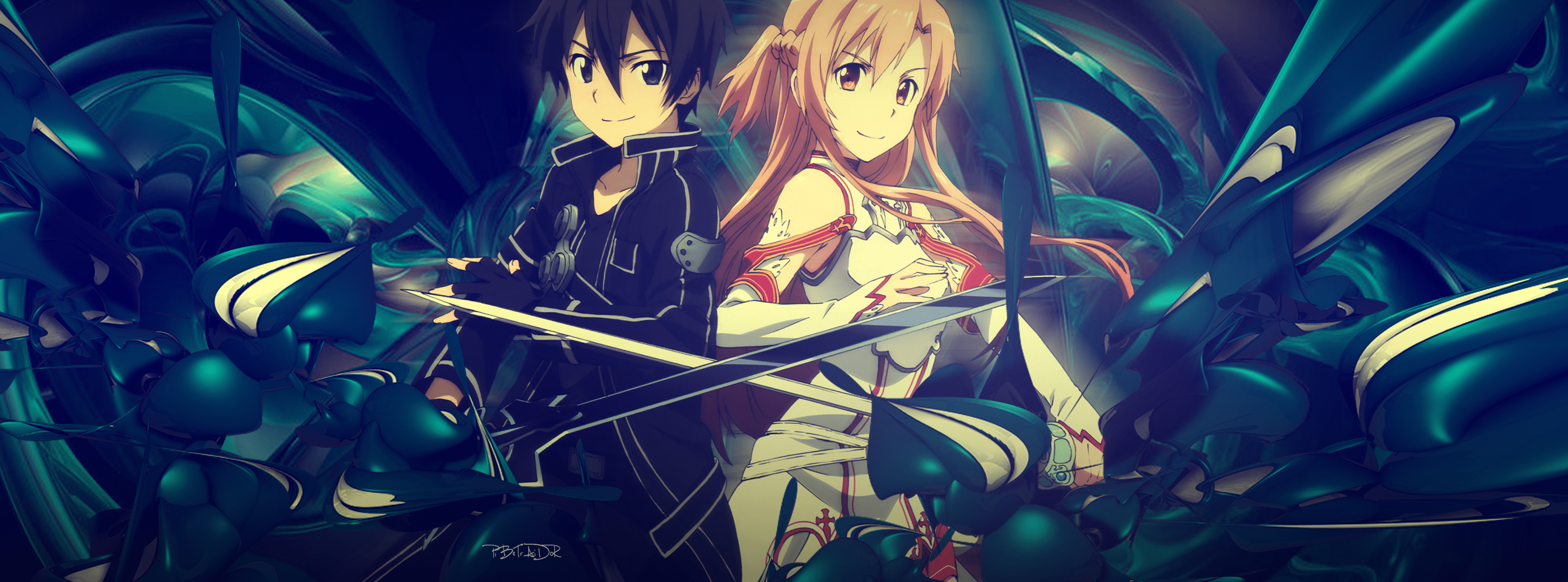 3361x1247 Download Asuna Yuuki Kirito Sword Art