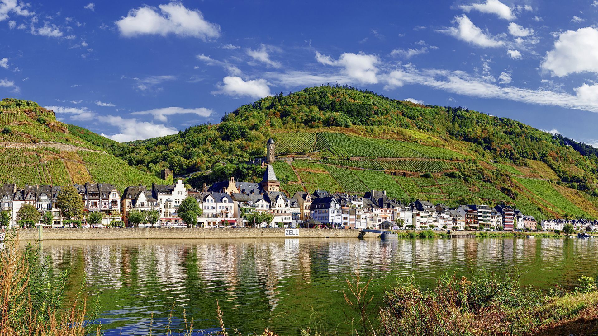 1920x1080 Wallpaper Germany Zell (Mosel) Hill