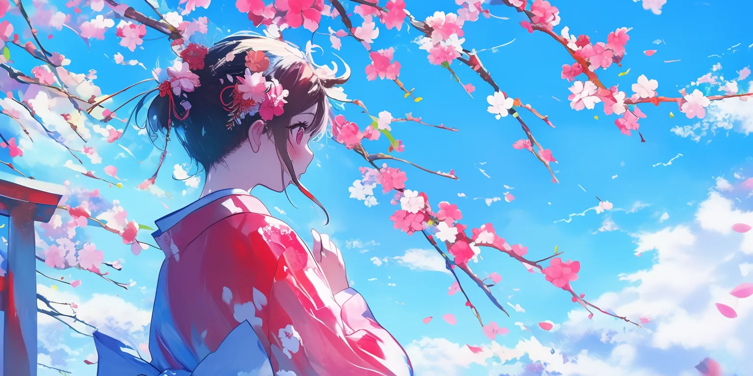 1536x768 Anime Cherry Blossom Wallpaper