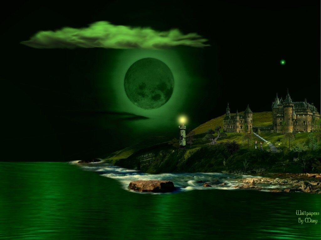 1024x768 Irish Moon Castles Lighthouses Oceans Ireland Irishmoon Ocean HD