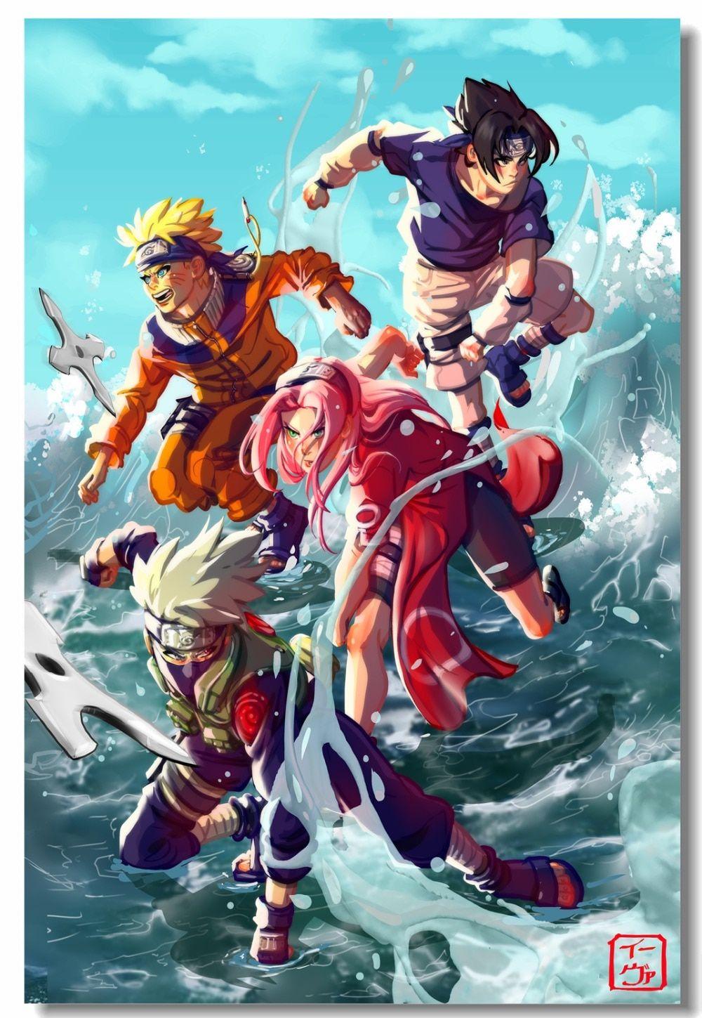 1000x1449 US $5.59 30% OFF. Custom Canvas Wall Paintings Uzumaki Naruto Poster Uchiha Sasuke Wall Sticker Mural Naruto Wallpaper Kids Room Decoration #-in