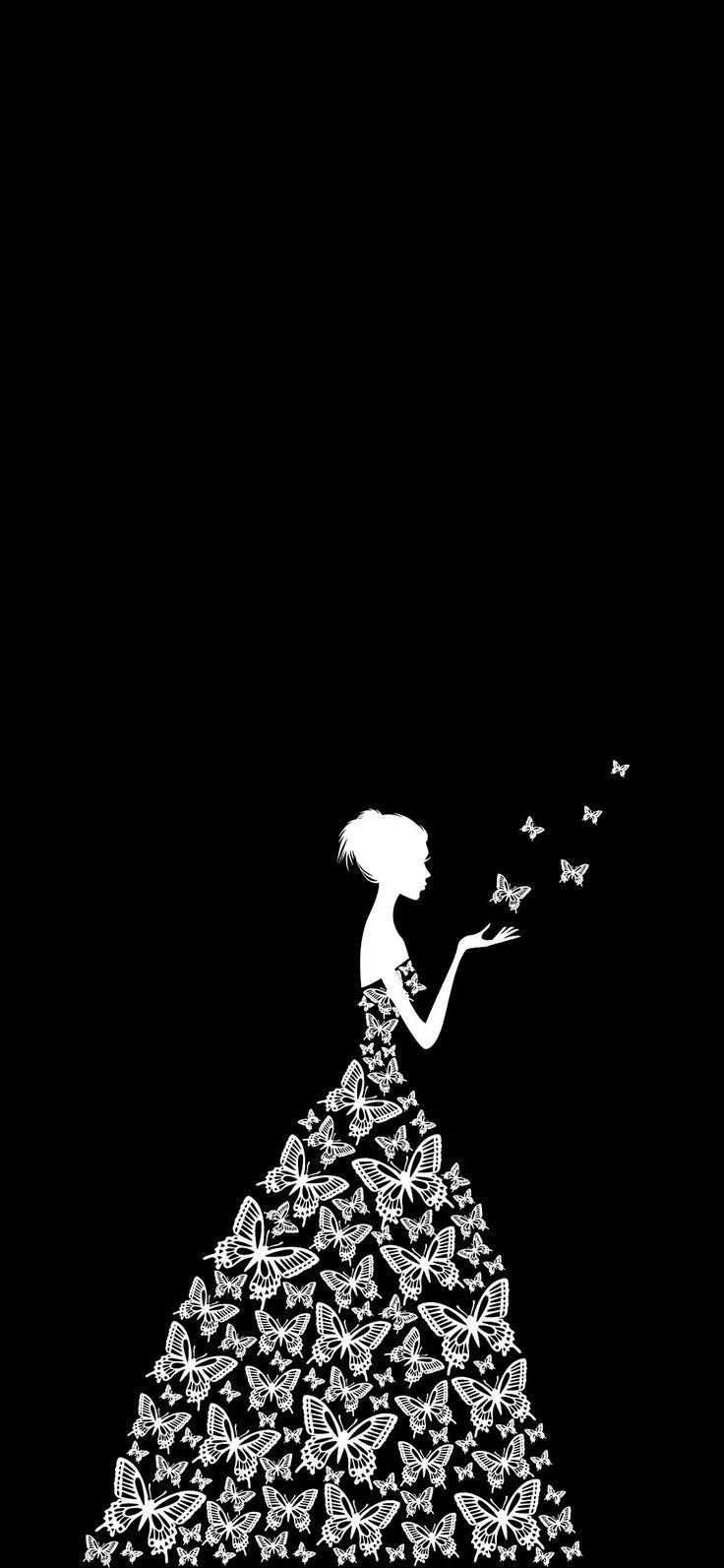 736x1593 Butterfly Dress iPhone X black wallpaper HD Full
