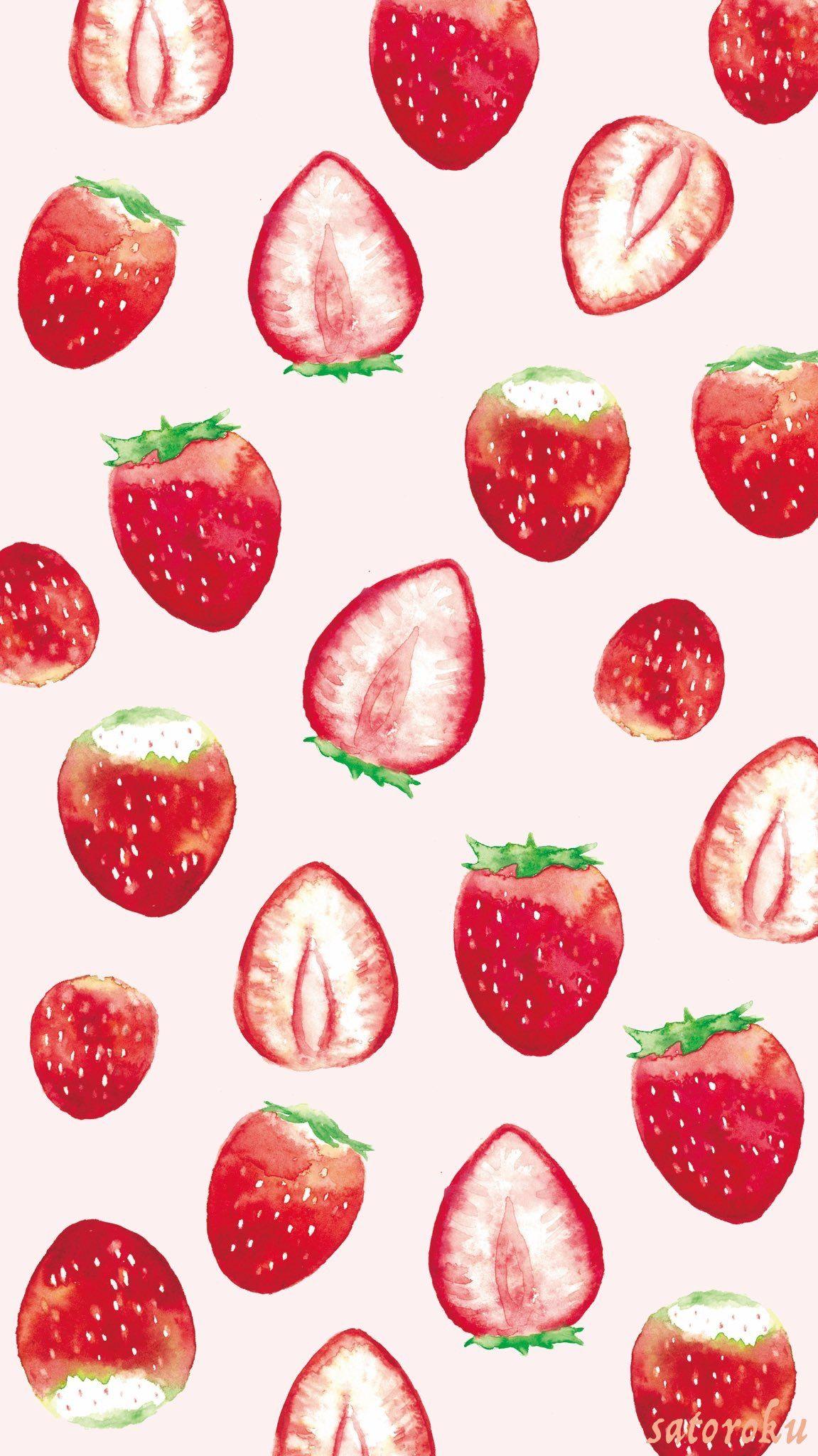 Funny Cute Cartoon Big And Little Berries Of Strawberry In The Chaotic  Order The Seamless Vector Background The Smiling And Laughing Kawaii  Emoji Strawberries The Wallpaper For Kids With The Red Fruits