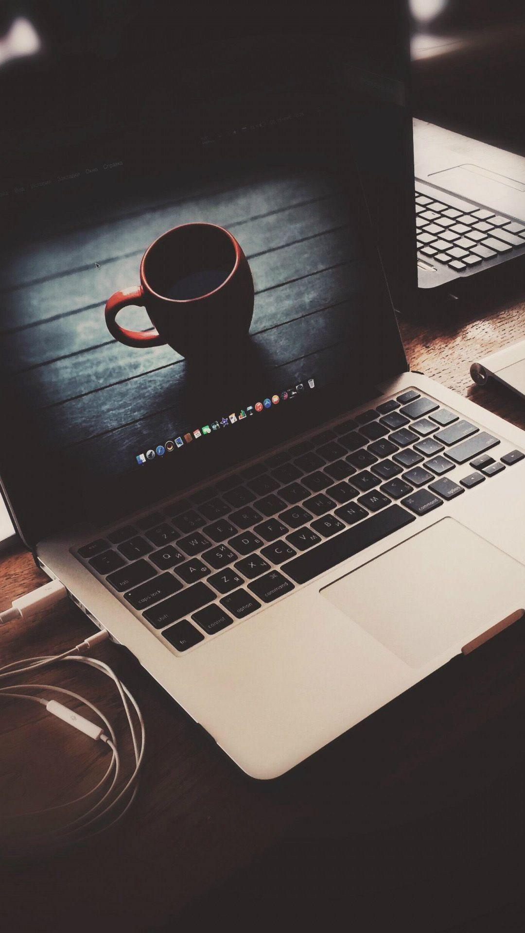 1080x1920 Macbook Coffeen Cup Desk Elegant #iPhone #plus #wallpaper
