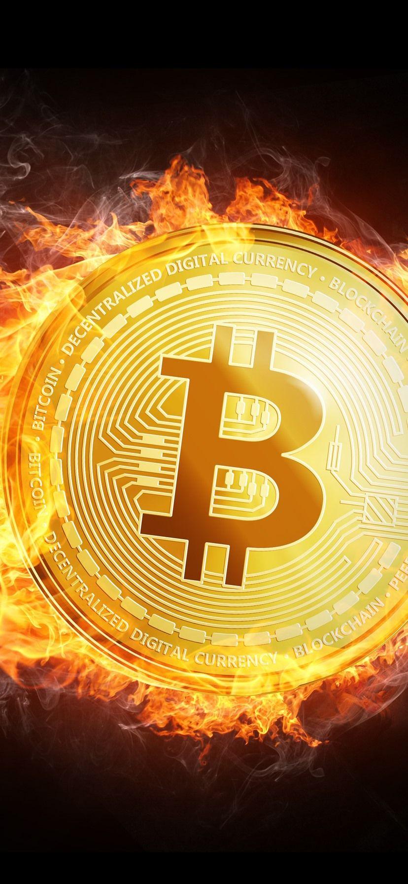 828x1792 Bitcoin, flame, fire, creative 1242x2688 iPhone XS Max