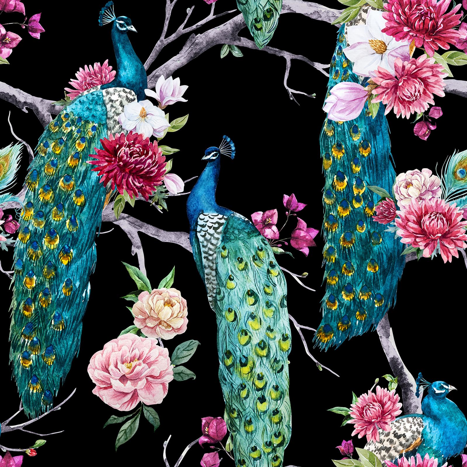 1600x1600 ReWallpaper Art Decor Peacock Peel