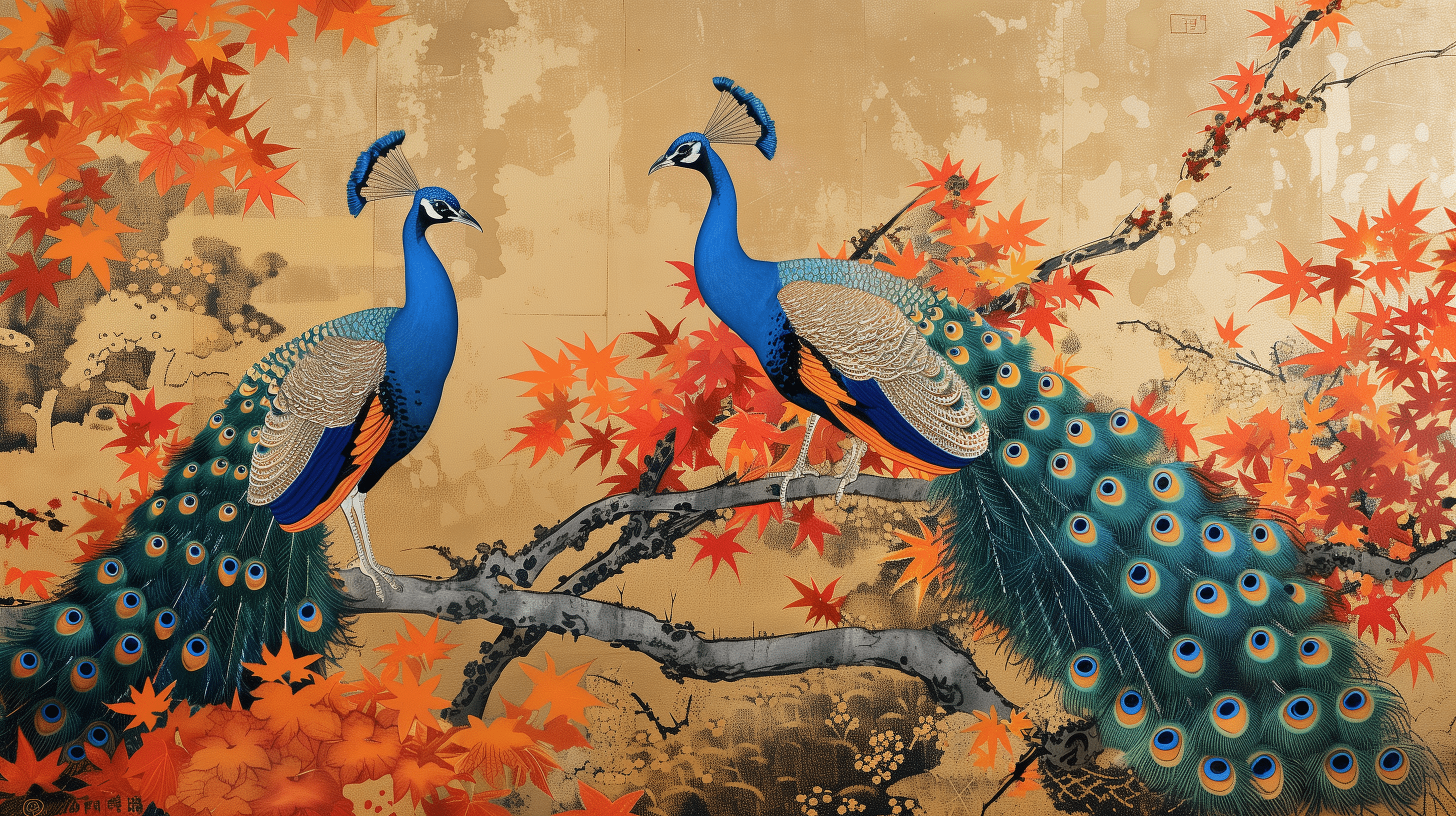 2912x1632 Majestic Peacocks HD Wallpaper