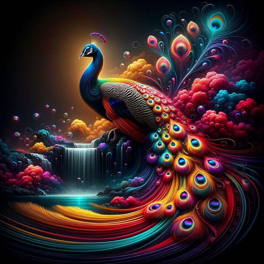 1024x1024 Colorful Peacock Artwork
