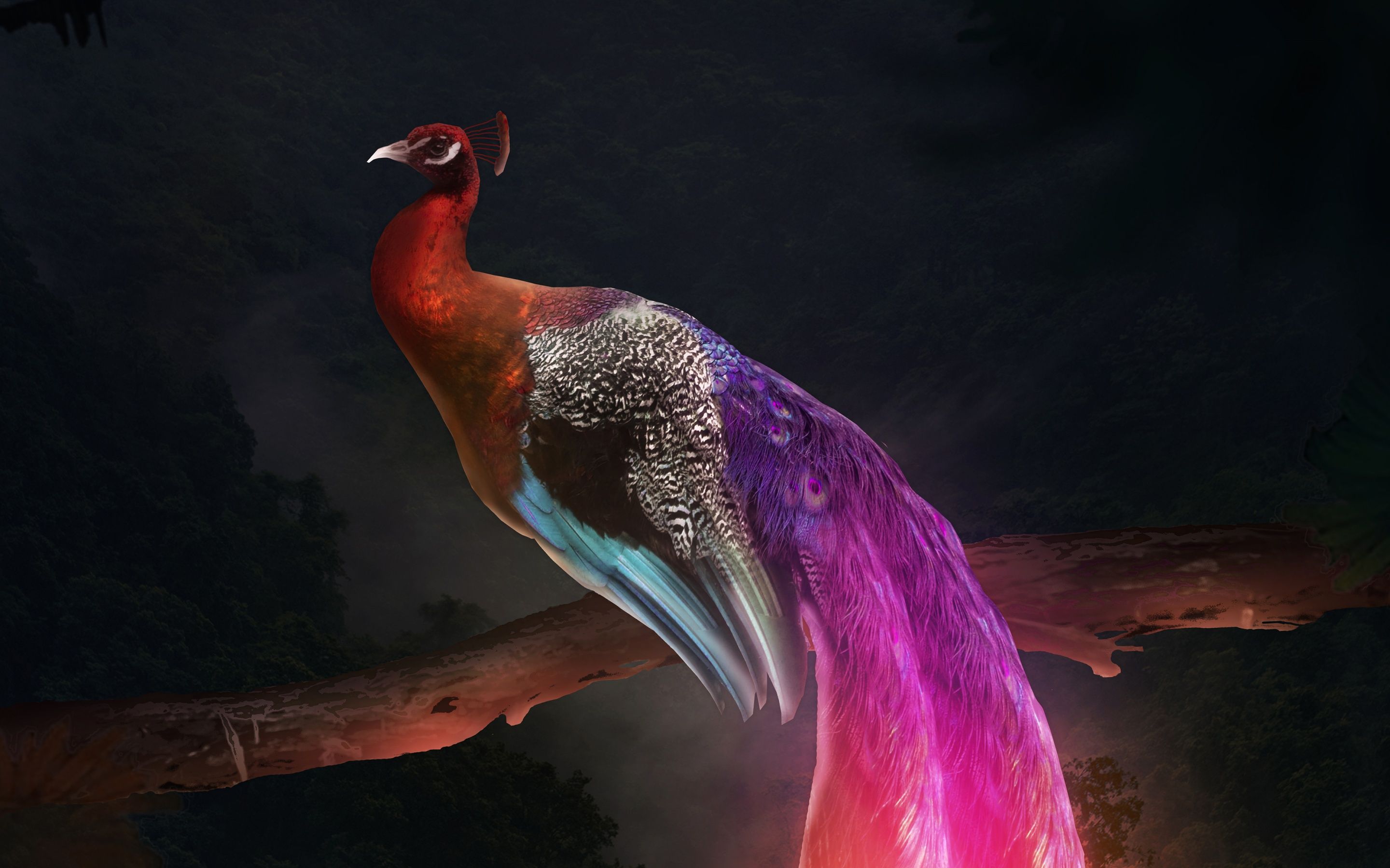 2880x1800 Peacock Wallpaper 4K, Mythical, Digital Art