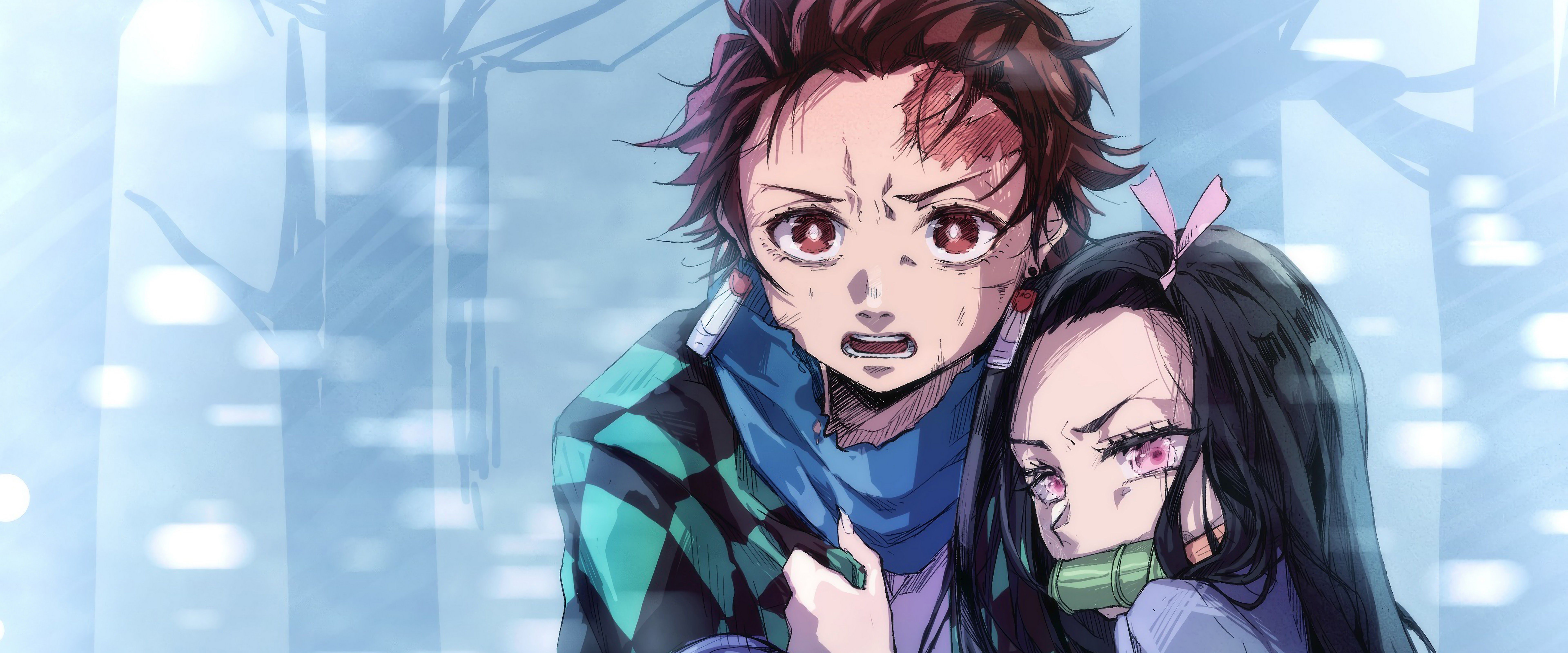7680x3200 Nezuko Kimetsu No Yaiba 4K Wallpaper