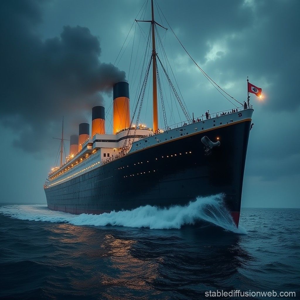 1024x1024 Image of Titanic Sinking. Stable