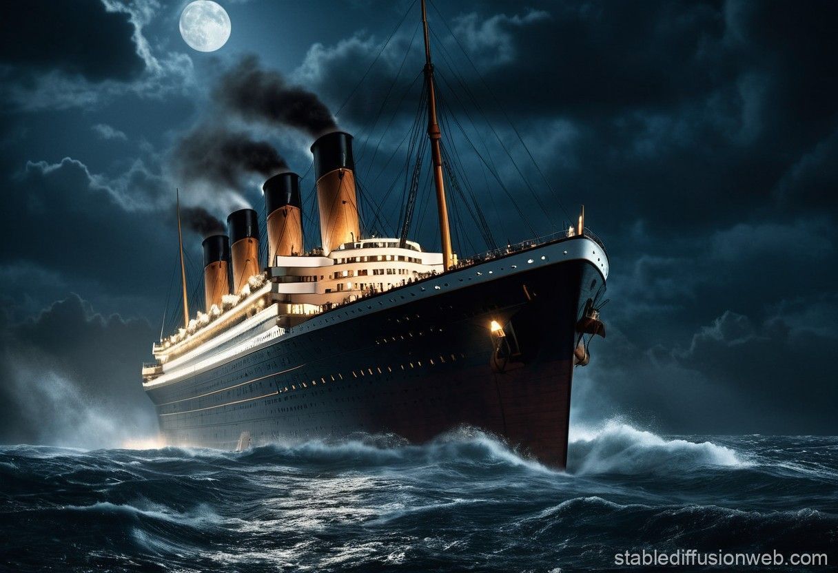 1216x832 broken titanic sinking in ocean Prompts
