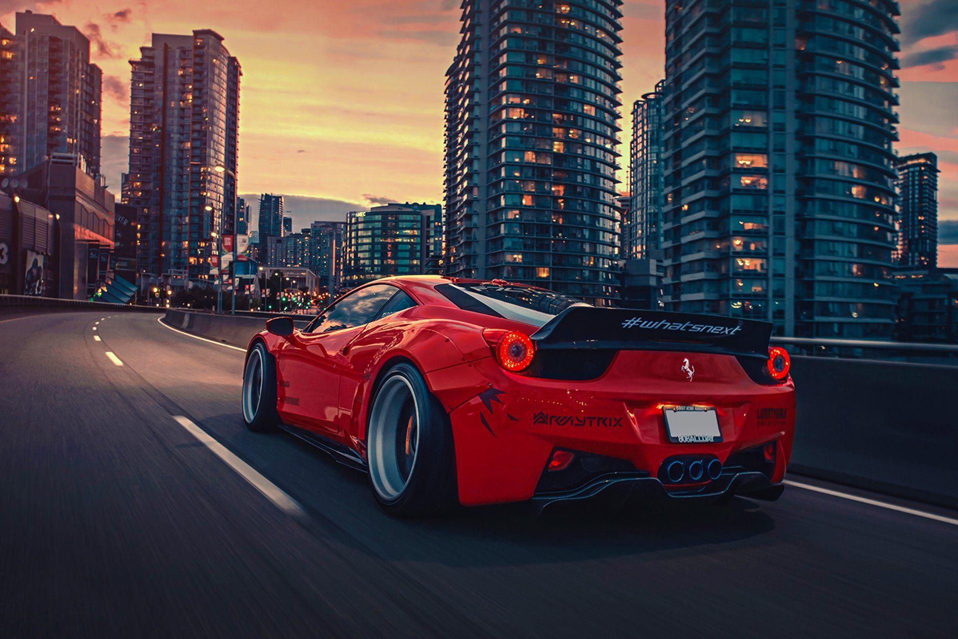 Wallpaper lights car wet side view red sports car  Red sports car Car  wallpapers Car iphone wallpaper