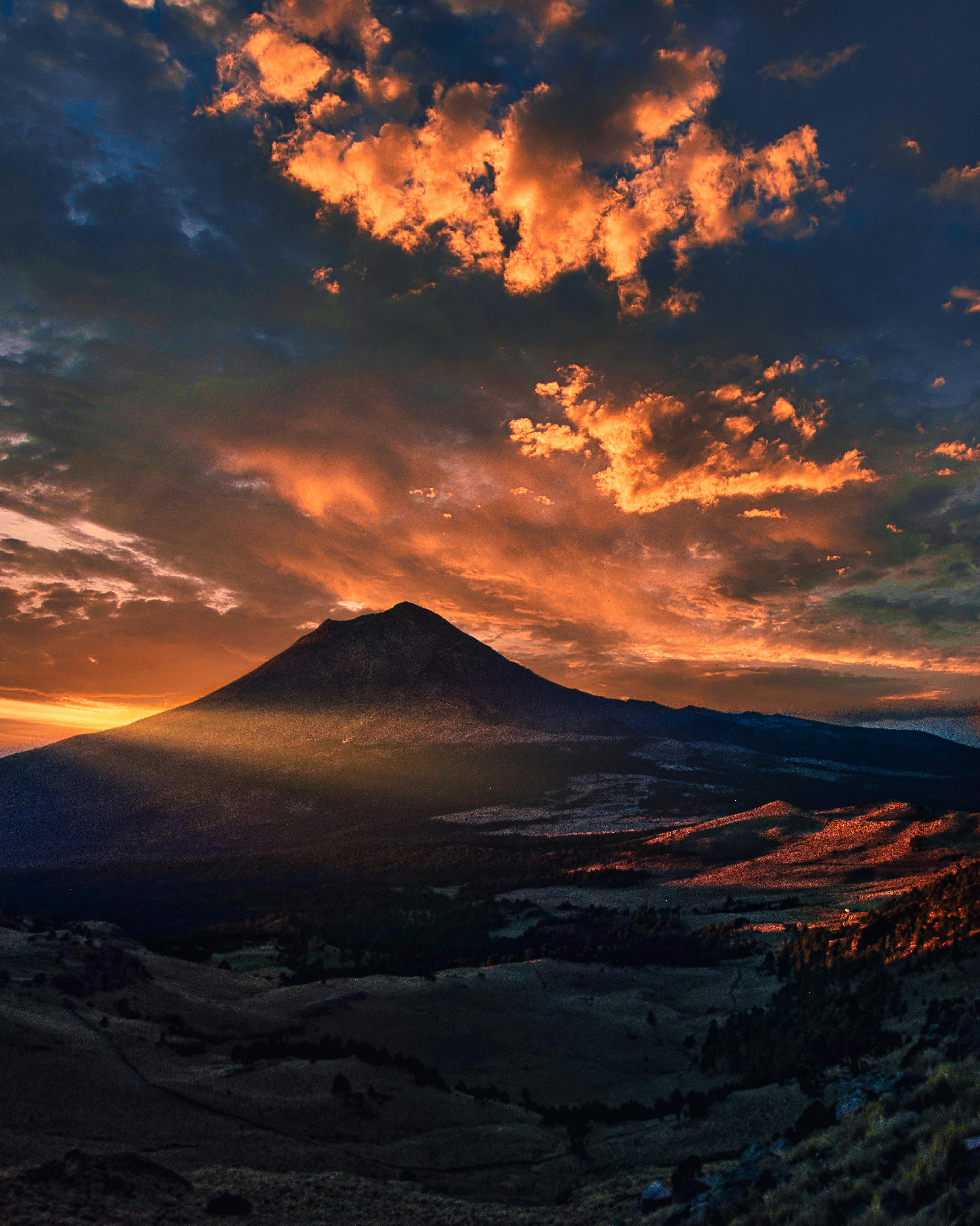 3794x4747 Active Volcano Under Dramatic Sky
