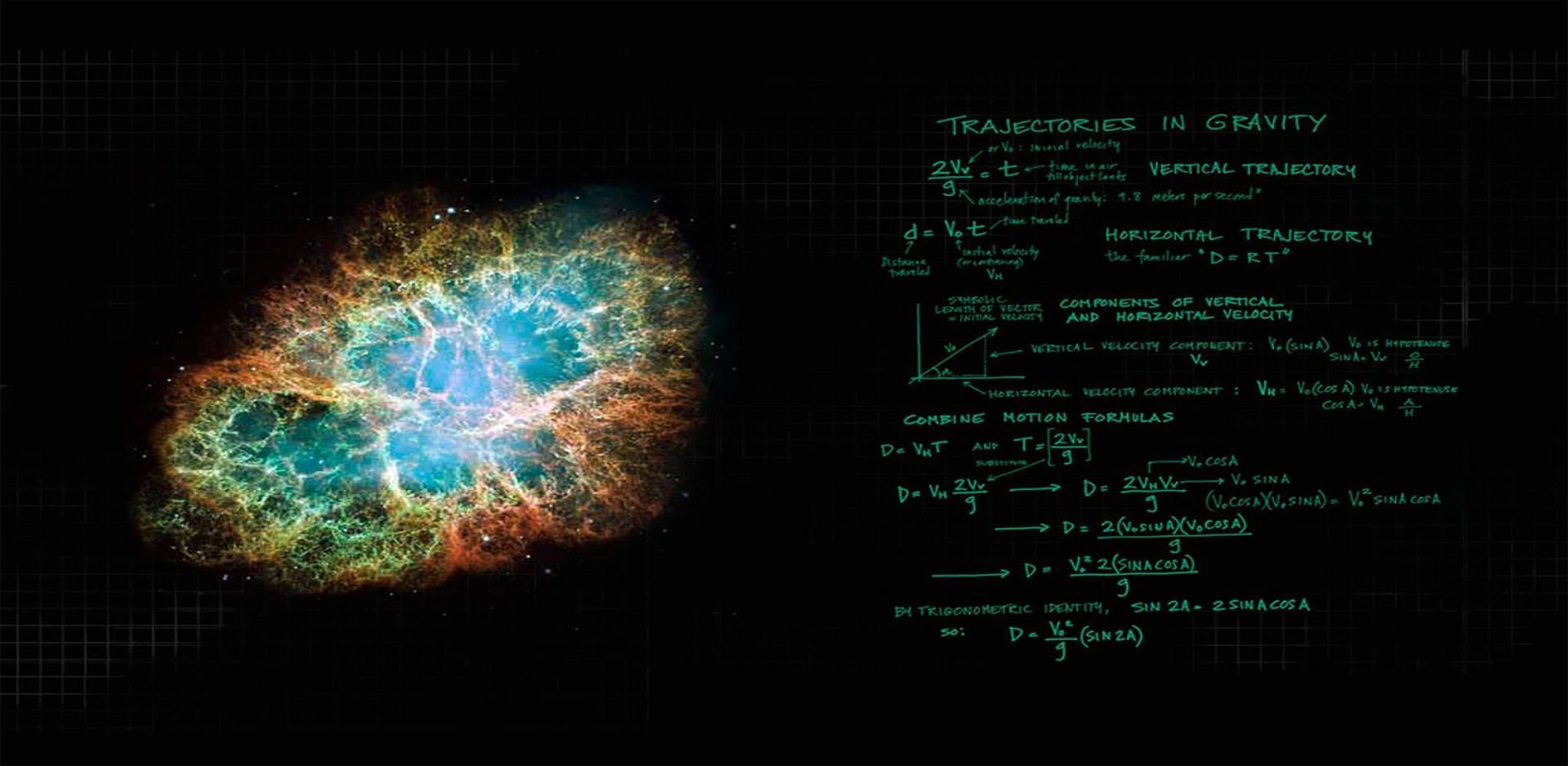 1920x938 Physics Equation With Nebula Wallpaper