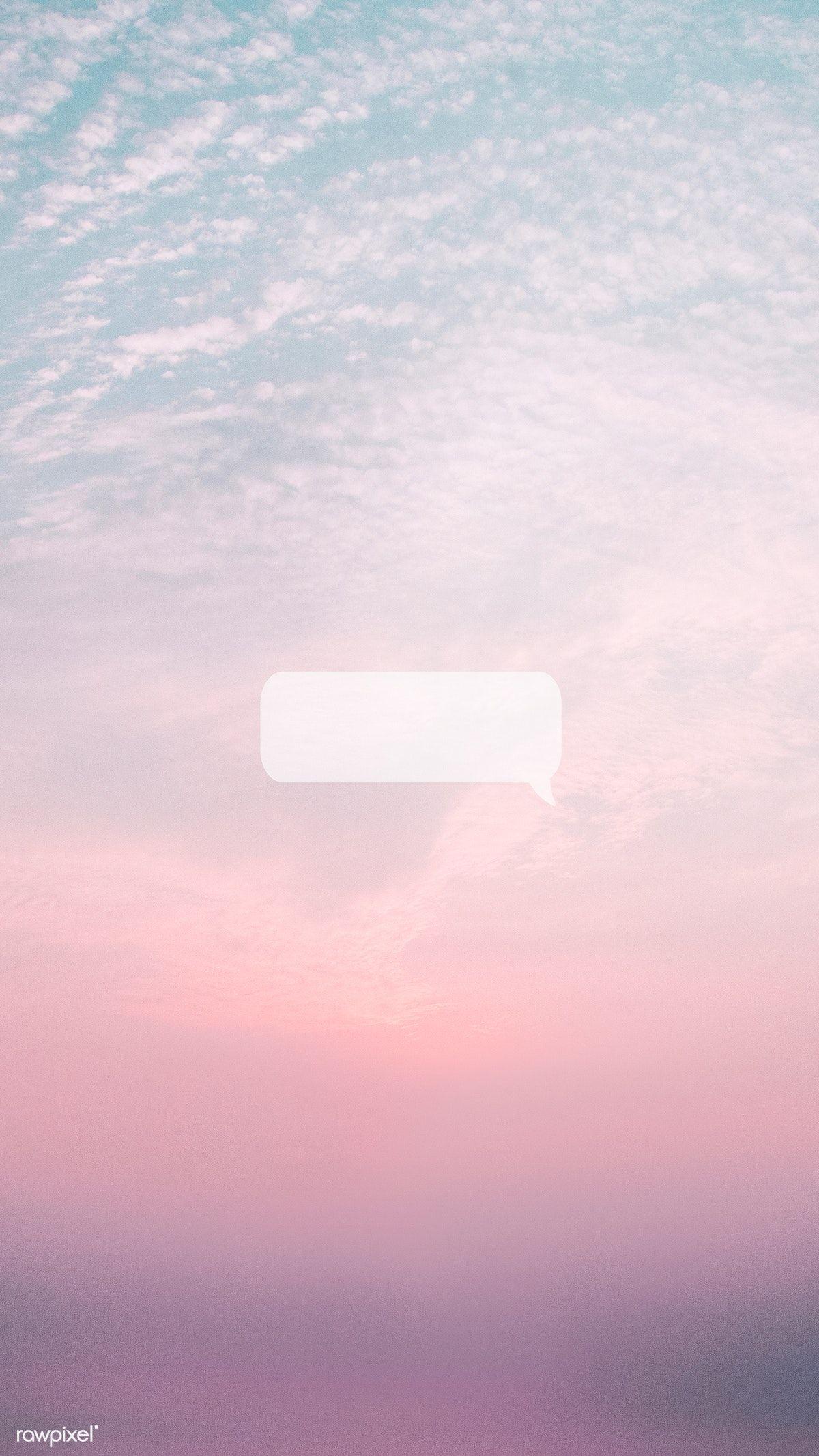 1200x2133 Download premium psd of Cotton candy sky with blank speech bubble mobile