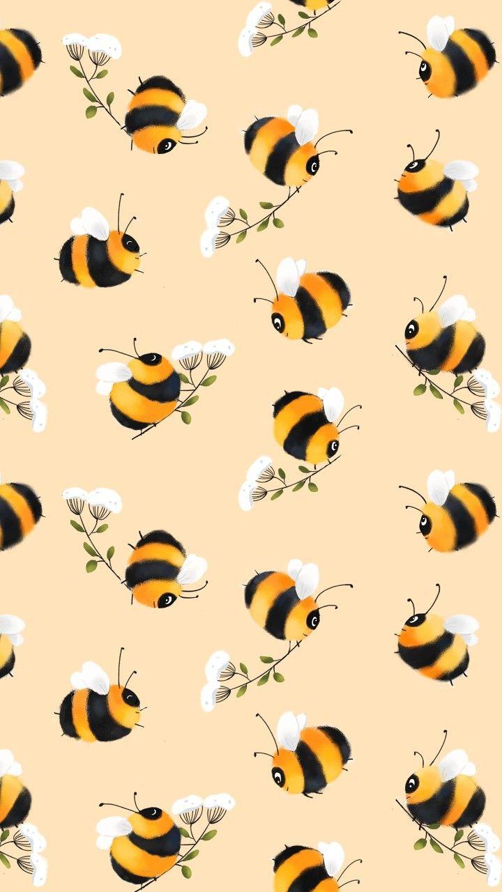 Honey pattern wallpaper with a bee background Vector Image