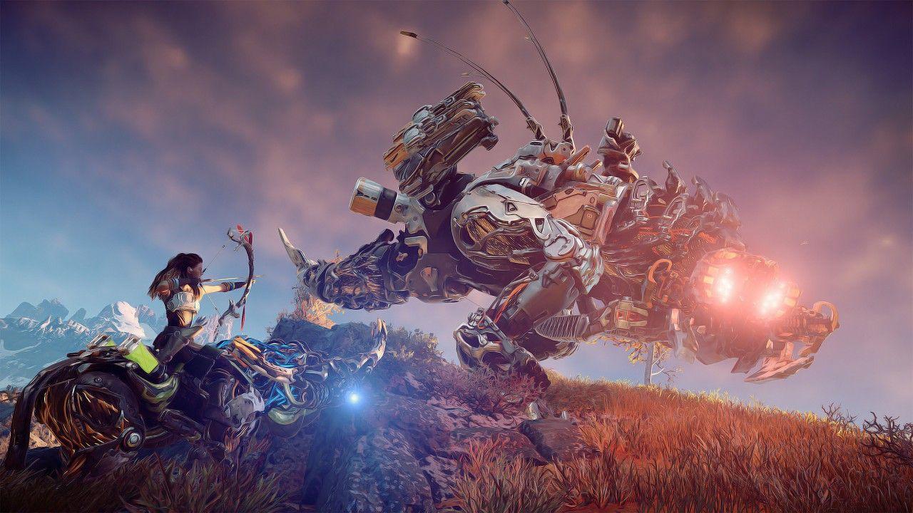 1280x720 Wallpaper Aloy, Thunderjaw, Robot Dinosaur, Horizon Zero