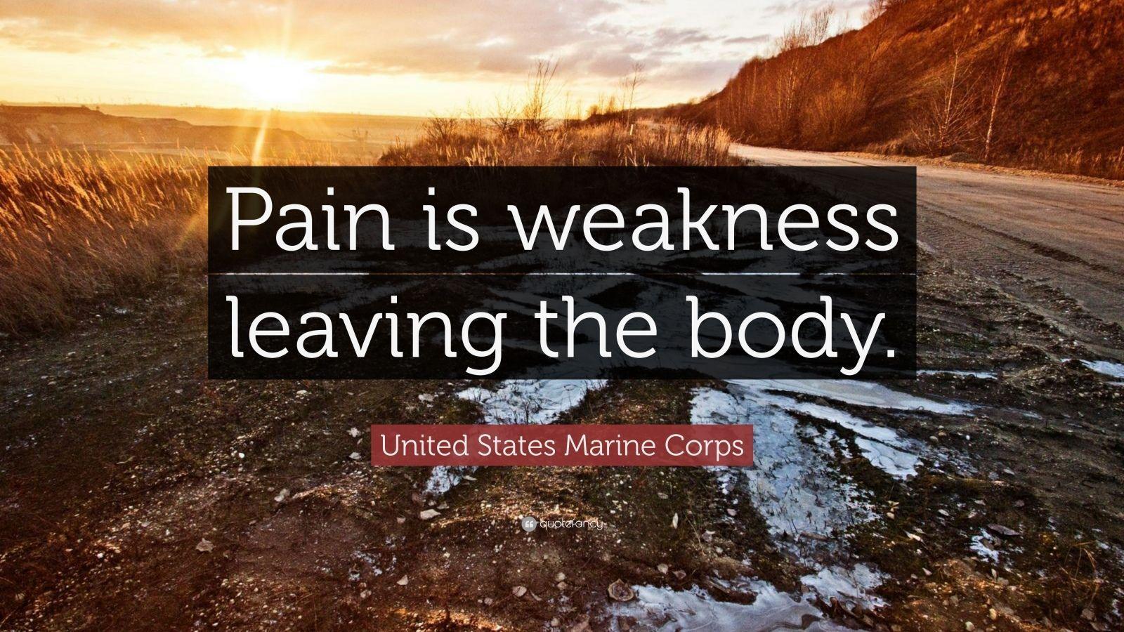 1600x900 United States Marine Corps Quote: “Pain is weakness leaving the body