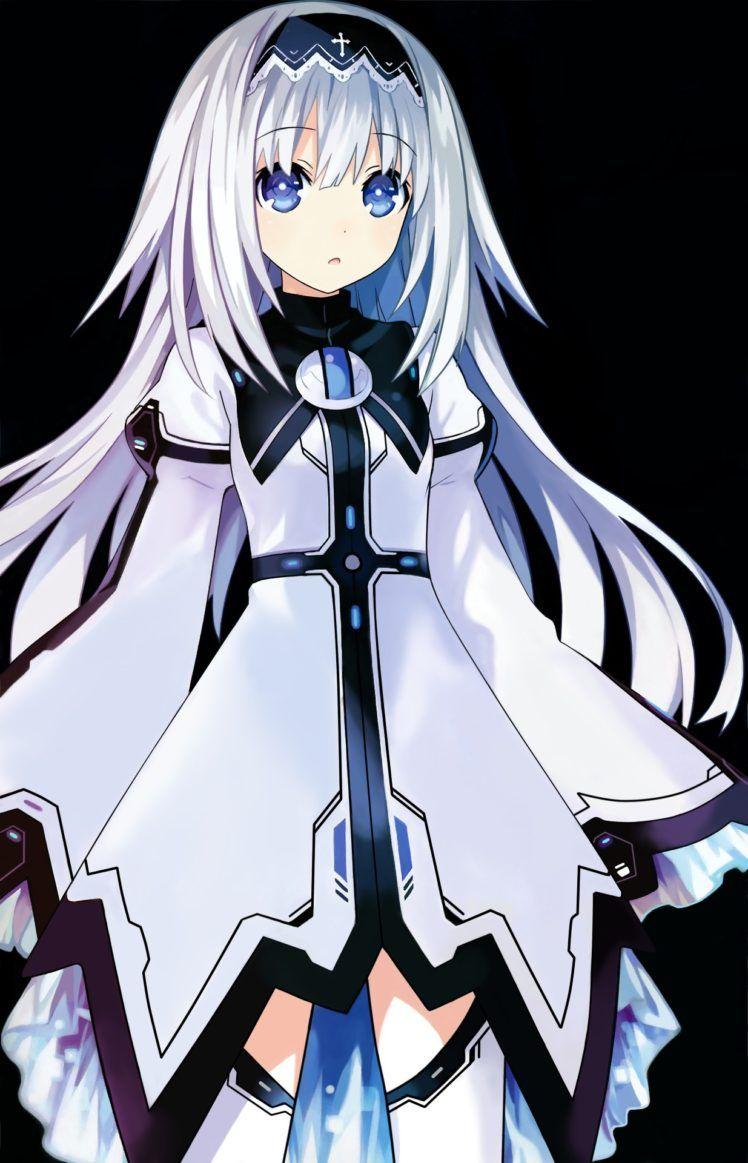 anime vampire girl with white hair and blue eyes