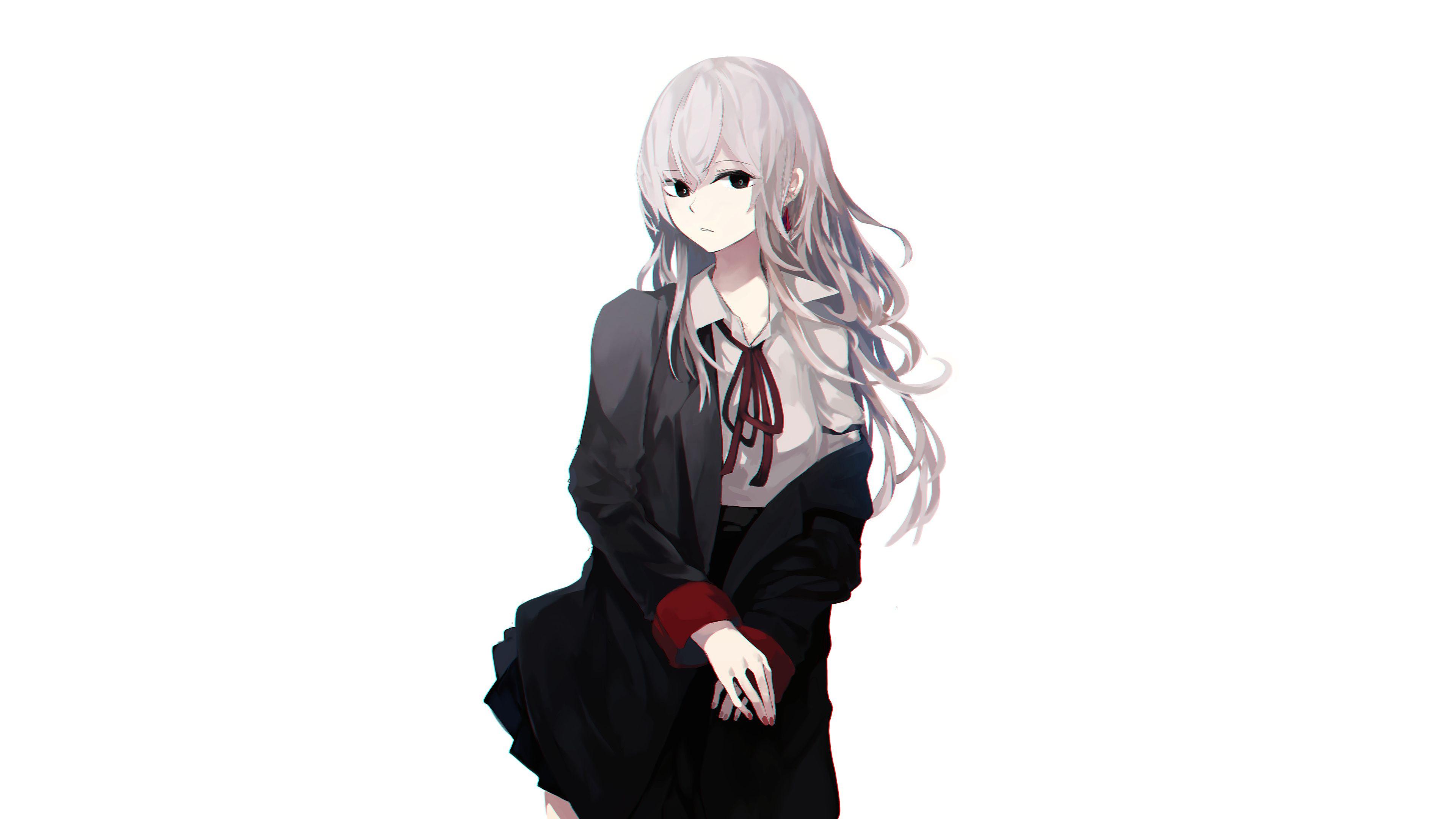 3840x2160 Download 3840x2400 wallpaper cute, anime girl, white hair