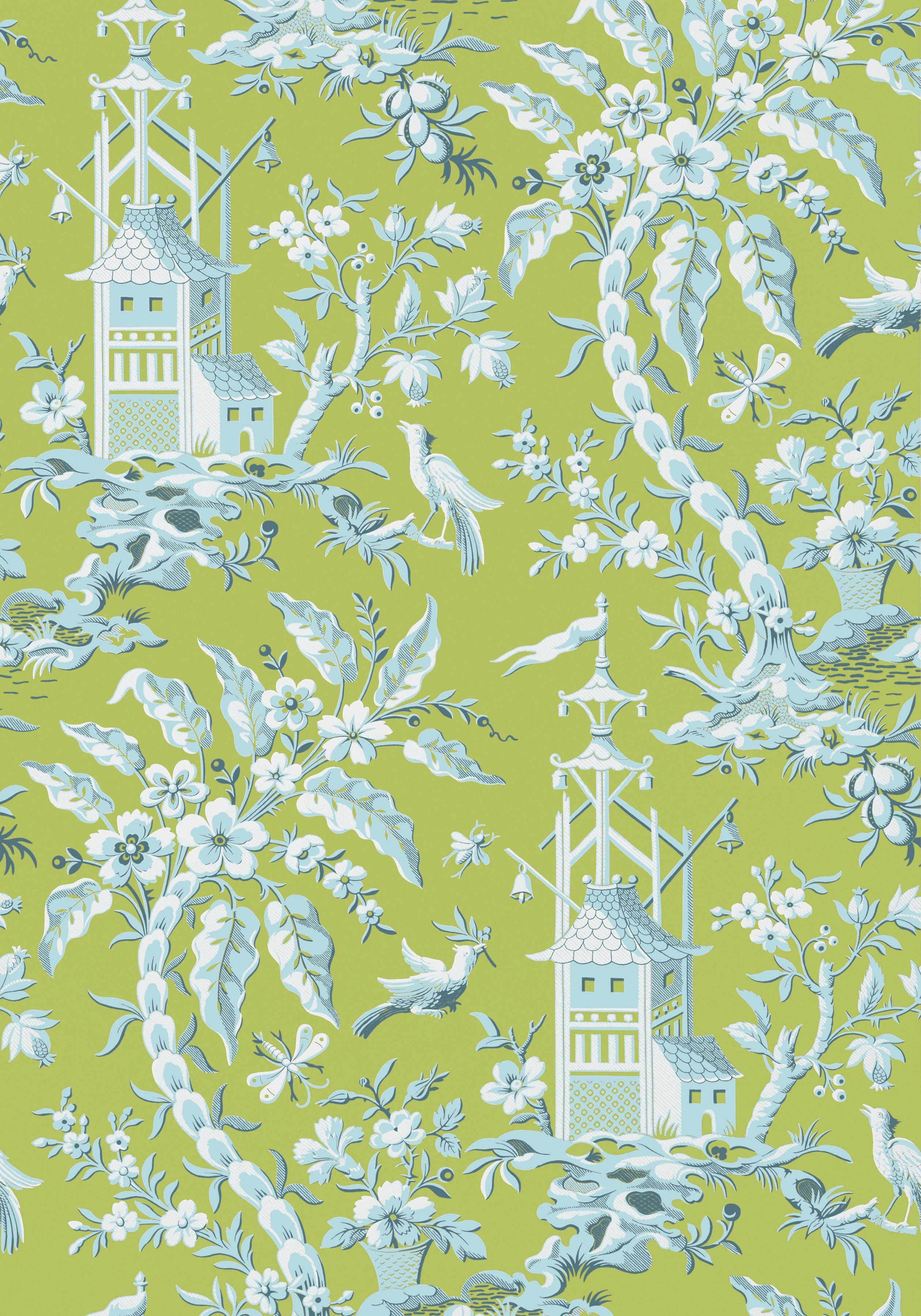 2520x3600 PAGODA GARDEN, Green, T Collection Imperial Garden