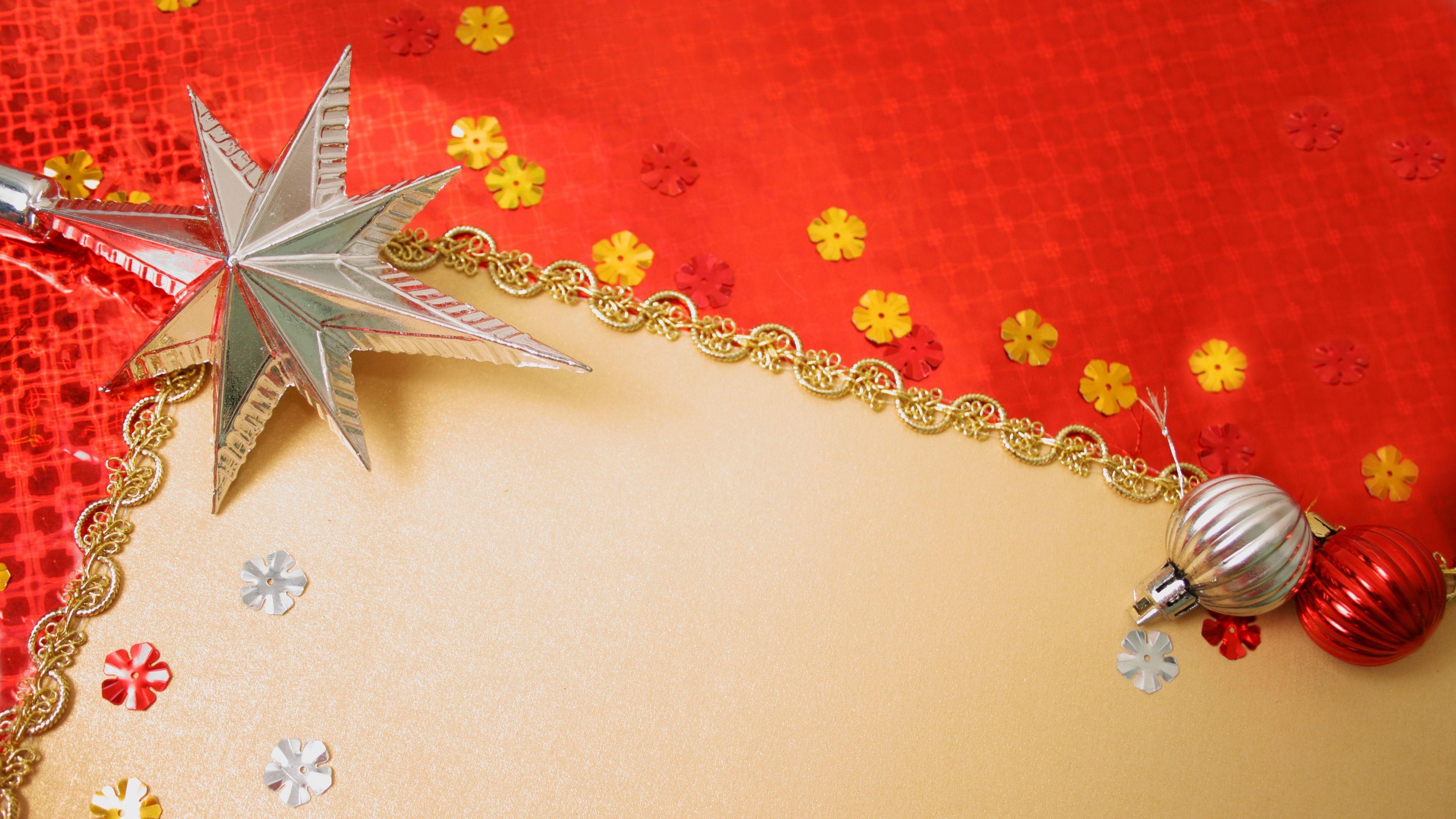3840x2160 Download wallpaper 3840x2160 gold, red background, new year