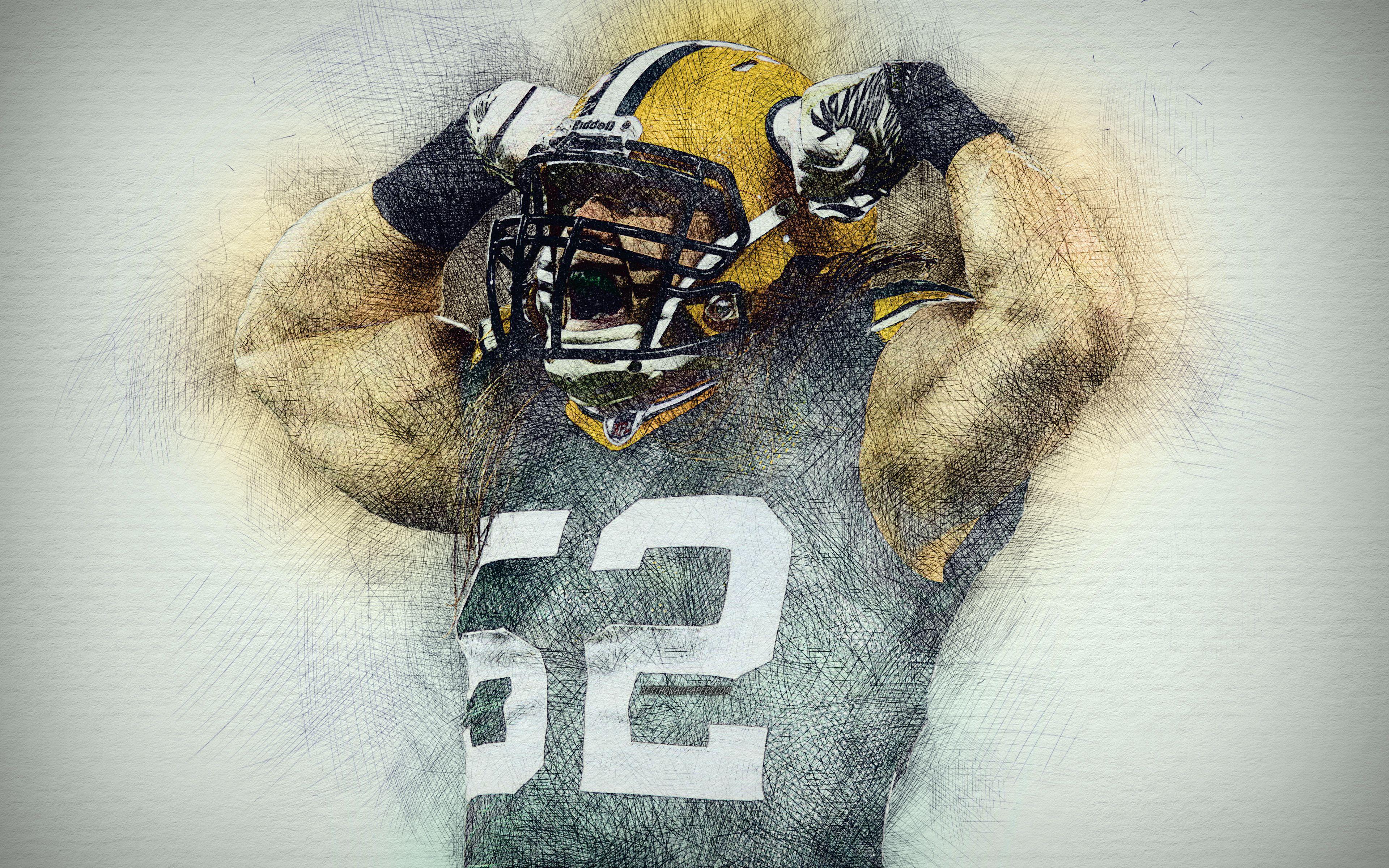 3840x2400 Download wallpaper Clay Matthews III, 4k, artwork, american